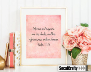 Psalm 111:3, Bible Verse Inspirational Quote, Typography Digital Print ...