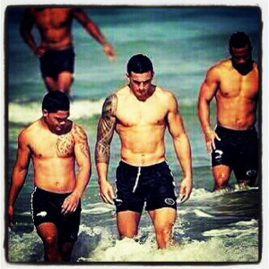 New Zealand All Blacks Rugby team enjoying the beach I like this view