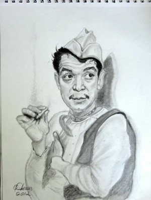 Cantinflas (2012) Charcoal Drawing by Octavio Ferrer