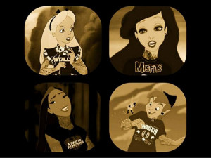 Punk Disney -- Alice, Ariel, Pocahontas, Peter Pan and Tinkerbell