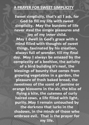 Prayer for Sweet Simplicity