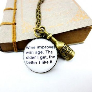 Wine folly funny interesting quote bottle charm glass necklace