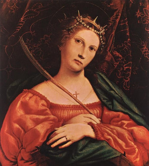... Lotto Paintings - Lorenzo Lotto St Catherine of Alexandria Painting