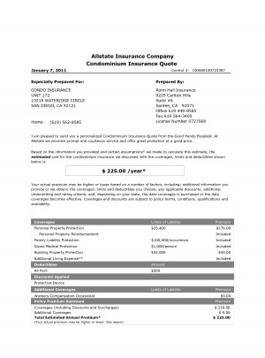 Allstate Insurance Company Condominium Insurance Quote by ...