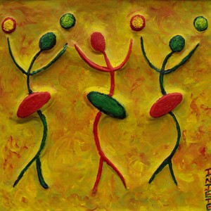 three flirts abstract african art by injete chesoni african friendship