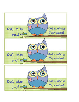 OWL Miss you Gift Tags