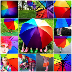 Happy Life Under The Rainbow Umbrella Mosaic With Rainbow Quotes photo ...