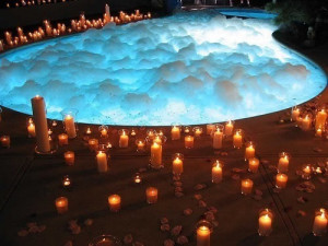 love movie night date romance pool Romantic candles relaxing