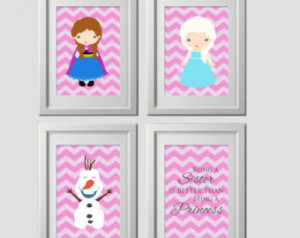 ... elsa, sister quote and olaf, pink chevron set of (4) 8x10 on PDF file