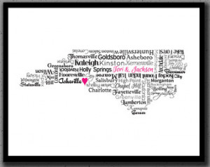 North Carolina State Print, NC, Sta te Art, State Map, Wedding ...