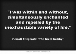 ... repelled by the inexhaustible variety of life.” F. Scott Fitzgerald