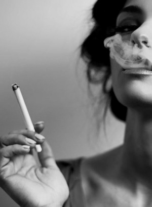 black, girl, lips, smoke
