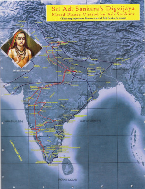 Sri Adi Sankara's Digvijaya- Map and list of places