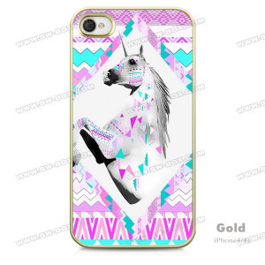Gold - Bohemian Girly Unicorn iPhone 4/4S Case