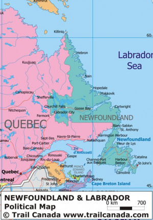 Newfoundland and Labrador Canada Map