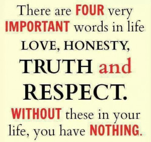 TRUTH, HONESTY, RESPECT, LOYALTY= LOVE.