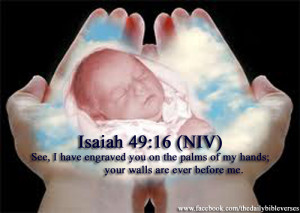 See, I have engraved you on the palms of my hands; your walls are ever ...