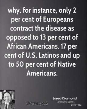 why, for instance, only 2 per cent of Europeans contract the disease ...