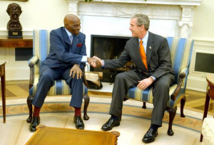 ... George W. Bush meets with President Abdoulaye Wade of Senegal