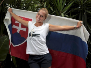 Dominika Cibulkova of Slovakia, finalist in the women's singles, poses ...
