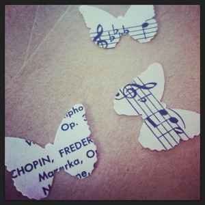 Vintage Music Sheet Butterfly Confetti - Altered Book Pages