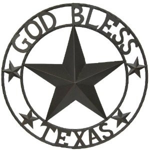 LL Home Metal Circled Star with Sayings God Bless Texas