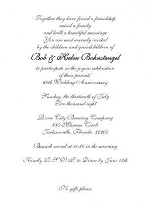 60th Wedding Anniversary Party Invitation, Style 1G