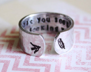 ... , feather, inspirational quote ring, secret message ring, quote ring