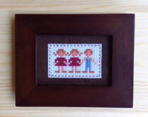 Poly is a Playa - Girl Girl Boy Com pleted Cross Stitch in a Wooden ...