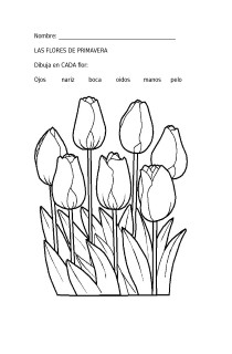 Spanish worksheet to practice parts of the face using flowers in the ...