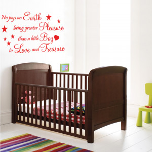 Red No Joys On Earth - Boy Wall Sticker behind a cot