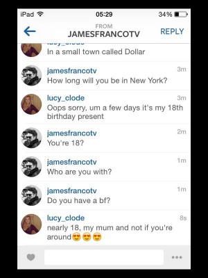 The DMs show Franco asking for her number. The messages switch to ...