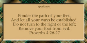 Ponder the path of your feet, And let all your ways be established. Do ...