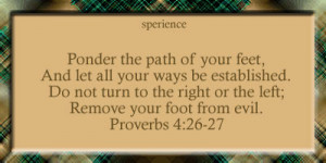 Ponder the path of your feet, And let all your ways be established. Do ...