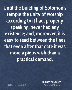 Until the building of Solomon's temple the unity of worship according ...