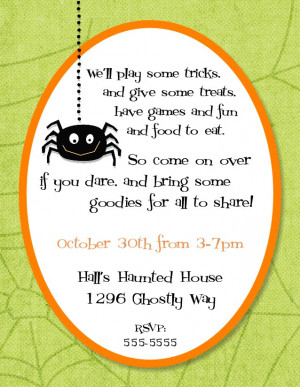 Halloween Potluck Invitation Halloween themed invitations