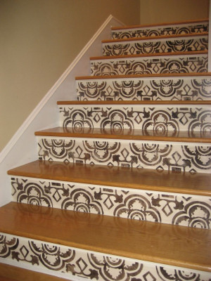 stenciled stair risers | Stenciled stair risers | Dream Home