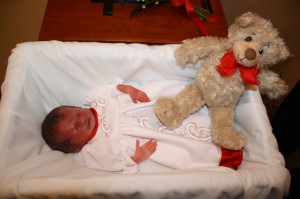 Paige in her gown made from my wedding dress)