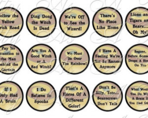 Wizard of Oz Quotes Sampler Size - One Inch Circles - INSTANT DOWNLOAD ...