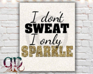 don't sweat i sparkle, workout poster, motivational print, workout ...