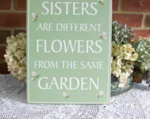 Sister Saying Sign Shabby Painted W ood Garden Flowers ...