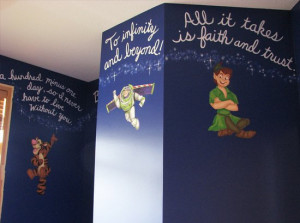 Disney quotes on the walls! OMG new baby room ideas. Now I just need a ...