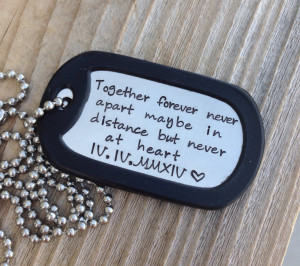 Custom dog tag hand stamped love quote gift for him military couple ...
