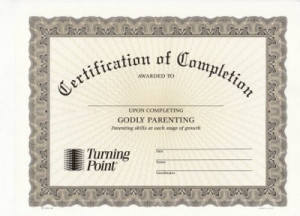 Godly Parenting Certificate of Completion