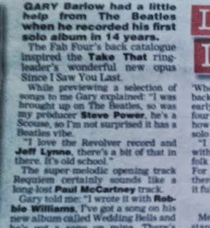 GARY BARLOW: NEW SOLO ALBUM INSPIRED BY THE BEATLES & JEFF LYNNE