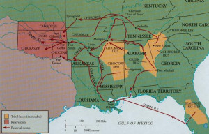 indian removal act trail of tears map