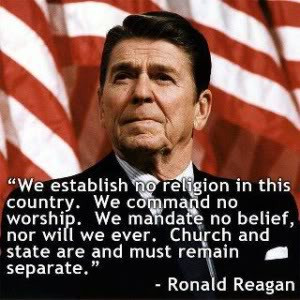 quote image of President Reagan supporting separation of church and ...