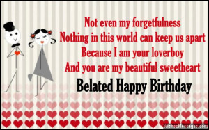 Romantic belated birthday card message to girlfriend from boyfriend