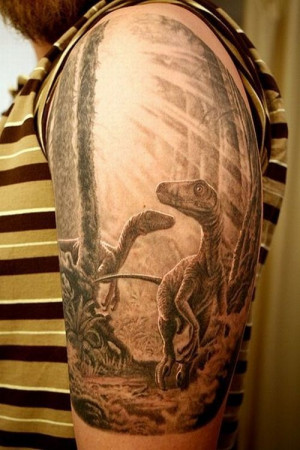 Jurassic Park Raptors Arm Tattoo