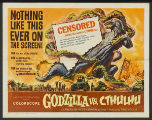 Awesome (and funny) Godzilla vs Cthulhu movie poster